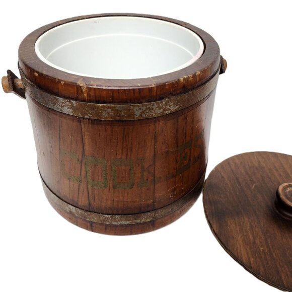Vintage Basketville Putney Vermont Wood Barrel Cookie Bucket - Picture 6 of 9